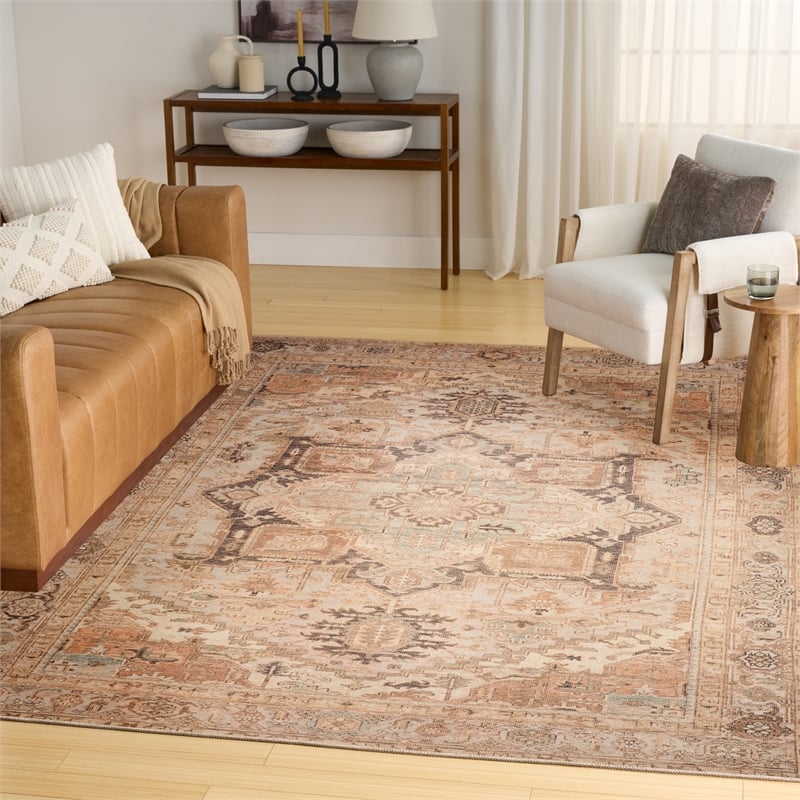 Nourison Home Vintage Washables 8' x 10' Polyester Coral Mint Area Rug