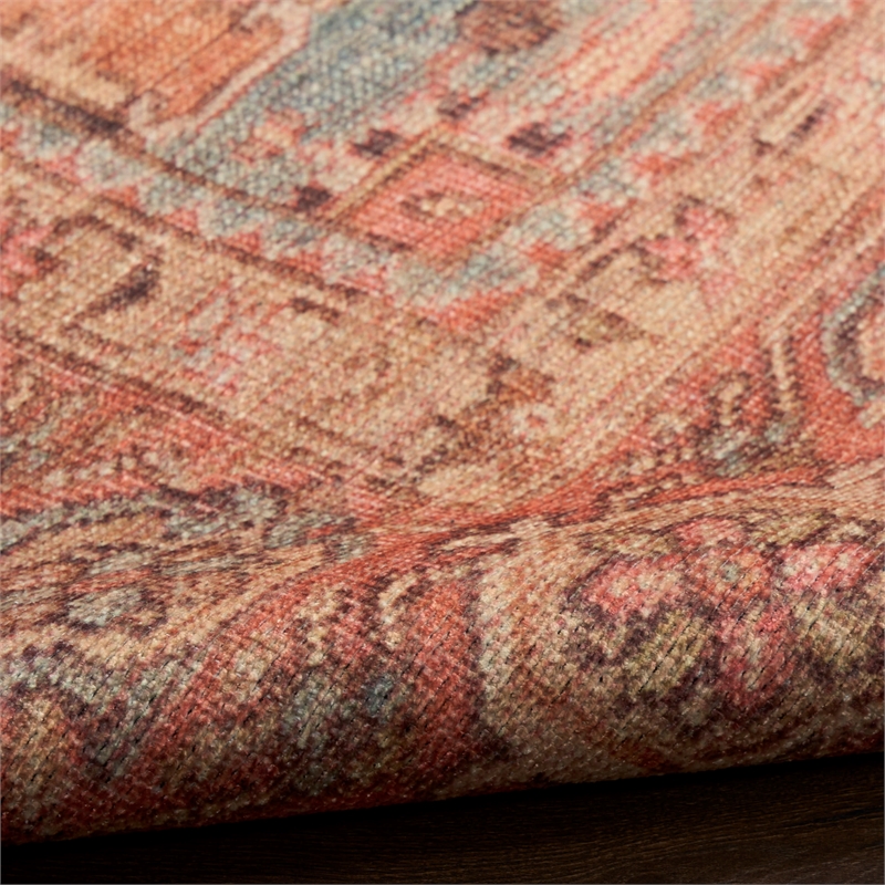 Nourison Home Vintage Washables 8' x 10' Polyester Coral Multicolor Area Rug