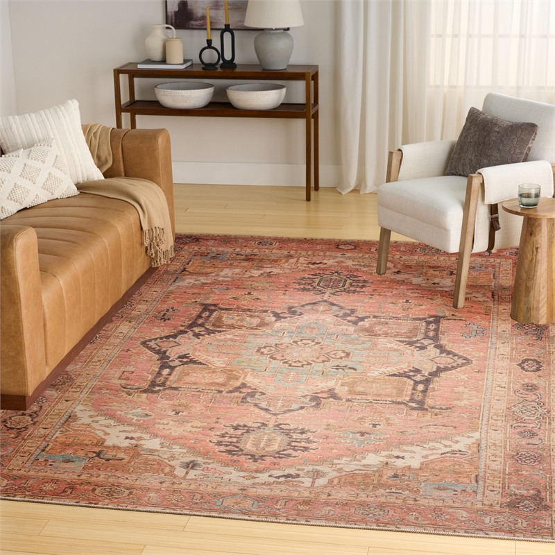 Nourison Home Vintage Washables 8' x 10' Polyester Coral Multicolor Area Rug