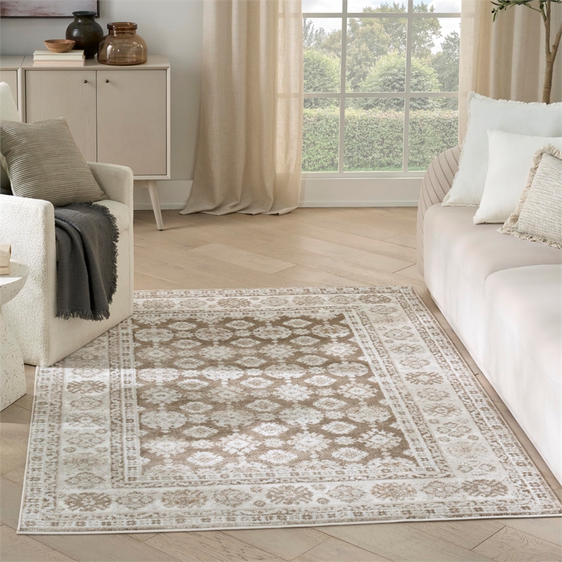 Nourison Home Dekor 4' x 6' Polyester Ivory Taupe Area Rug