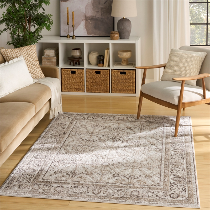 Nourison Home Dekor 4' x 6' Polyester Ivory Brown Area Rug