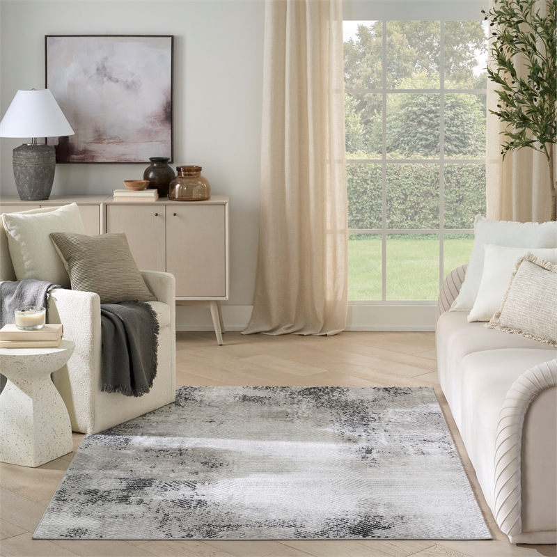 Nourison Home Dekor 4' x 6' Polyester Grey Charcoal Area Rug