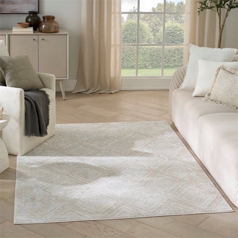 Nourison Home Dekor 4' x 6' Polyester Beige Area Rug