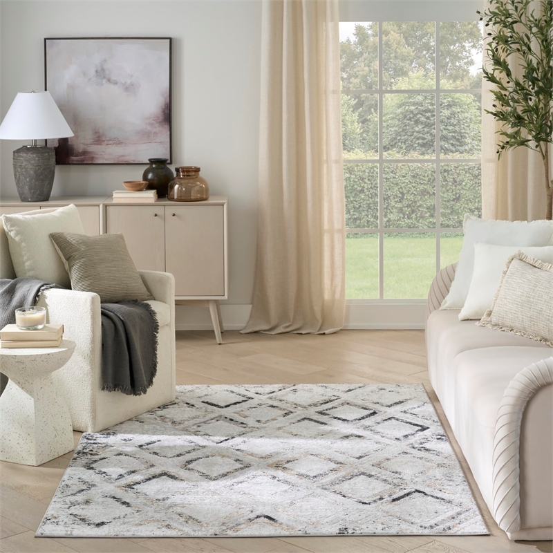 Nourison Home Dekor 4' x 6' Polyester Grey Charcoal Area Rug