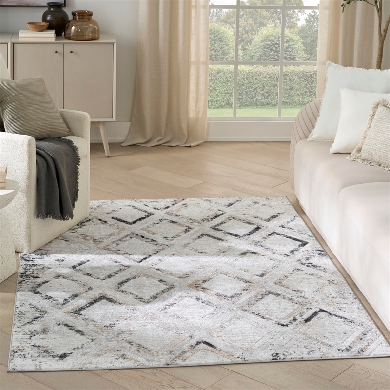 Nourison Home Dekor 4' x 6' Polyester Grey Charcoal Area Rug