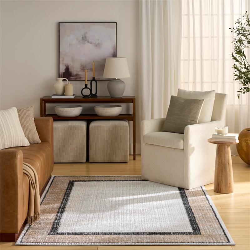 Nourison Home Dekor 4' x 6' Polyester Grey Charcoal Area Rug
