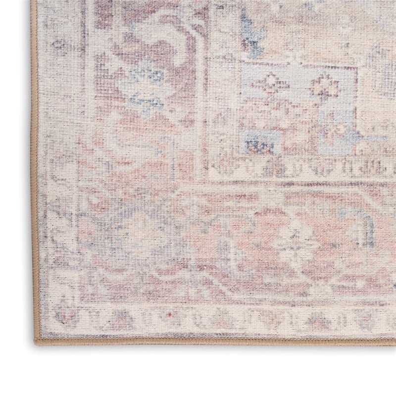 Nourison Home Vintage Washables 9' x 12' Polyester Light Blue Area Rug