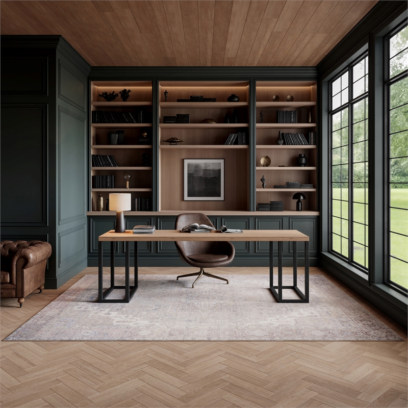 Nourison Home Vintage Washables 9' x 12' Polyester Light Blue Area Rug