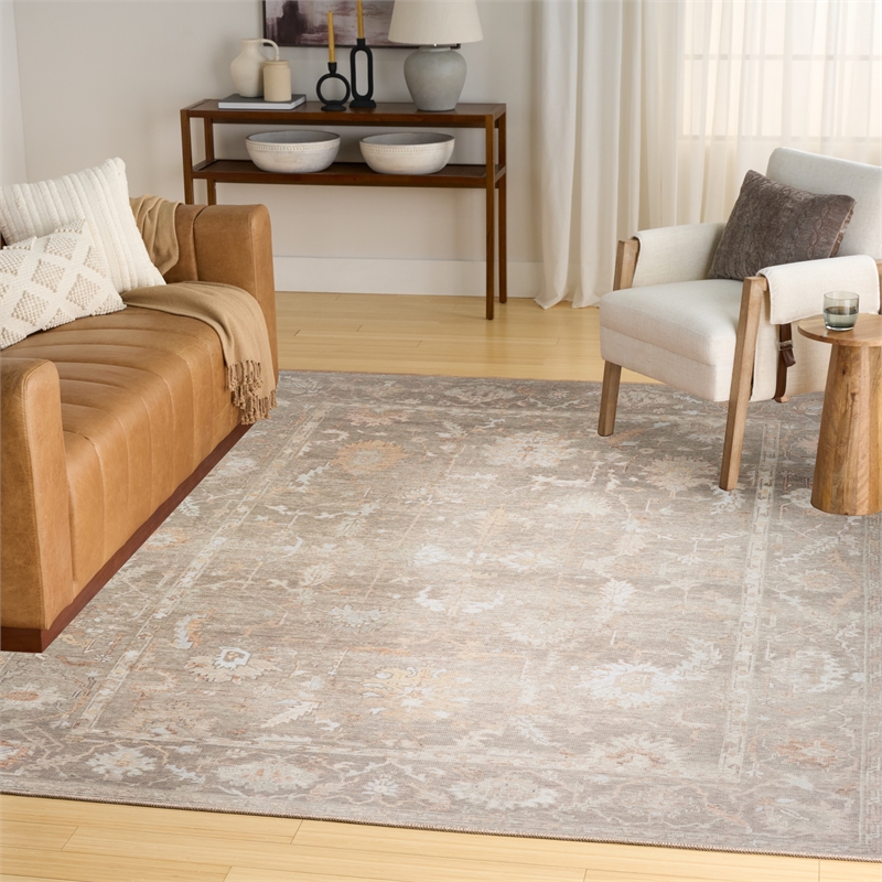 Nourison Home Vintage Washables 9' x 12' Polyester Gray Area Rug