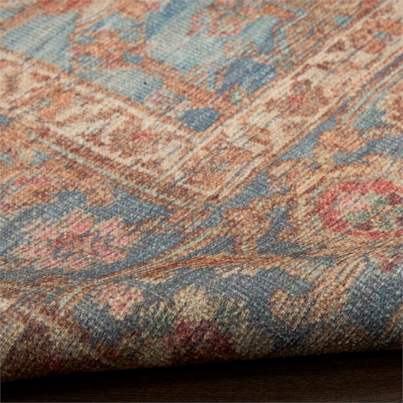 Nourison Home Vintage Washables 9' x 12' Polyester Navy Multicolor Area Rug