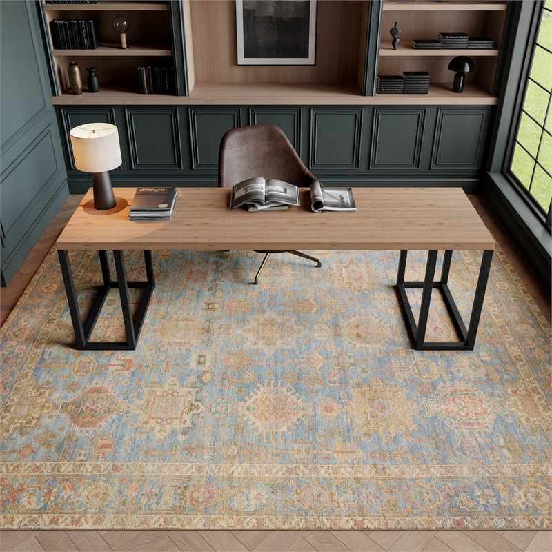 Nourison Home Vintage Washables 9' x 12' Polyester Navy Multicolor Area Rug