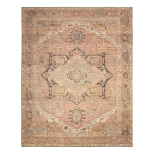 Nourison Home Vintage Washables 9' x 12' Polyester Coral Multicolor Area Rug