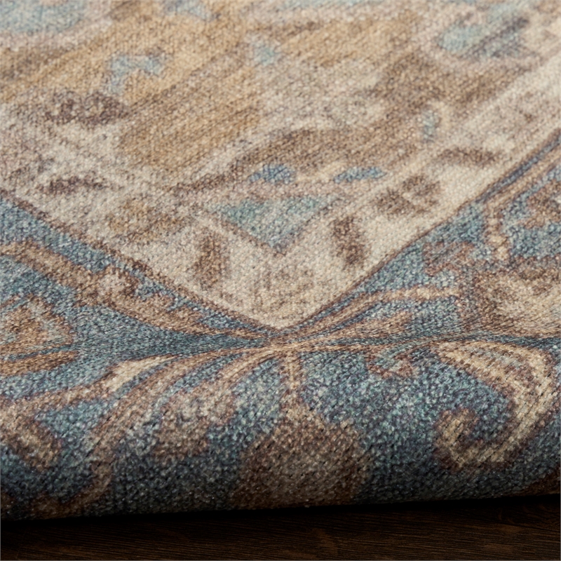 Nourison Home Vintage Washables 9' x 12' Polyester Blue Green Area Rug