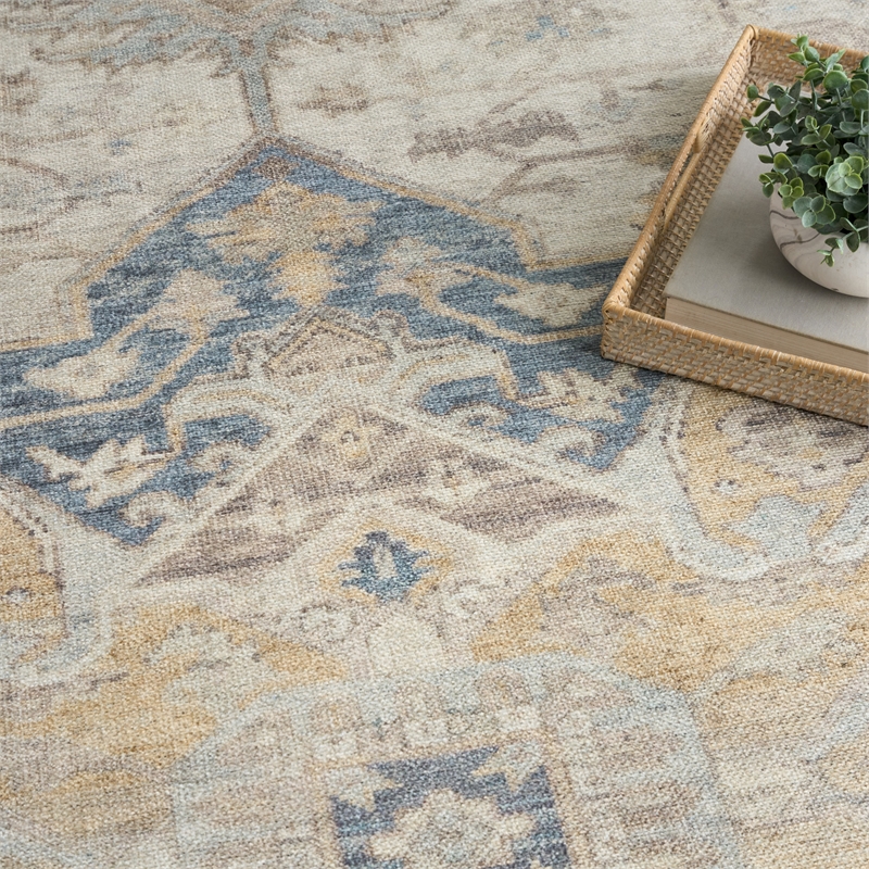 Nourison Home Vintage Washables 9' x 12' Polyester Blue Green Area Rug