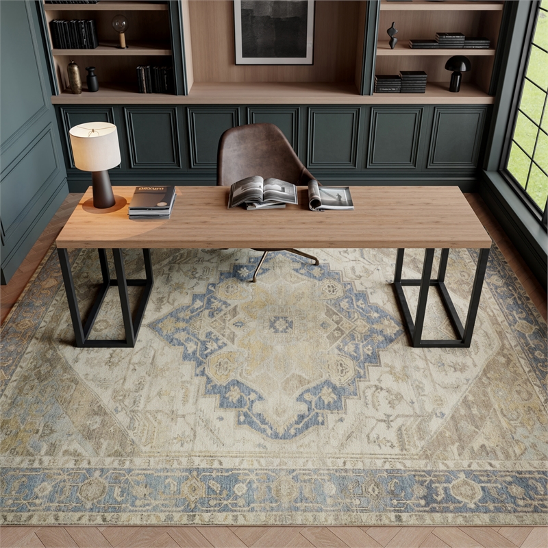 Nourison Home Vintage Washables 9' x 12' Polyester Blue Green Area Rug