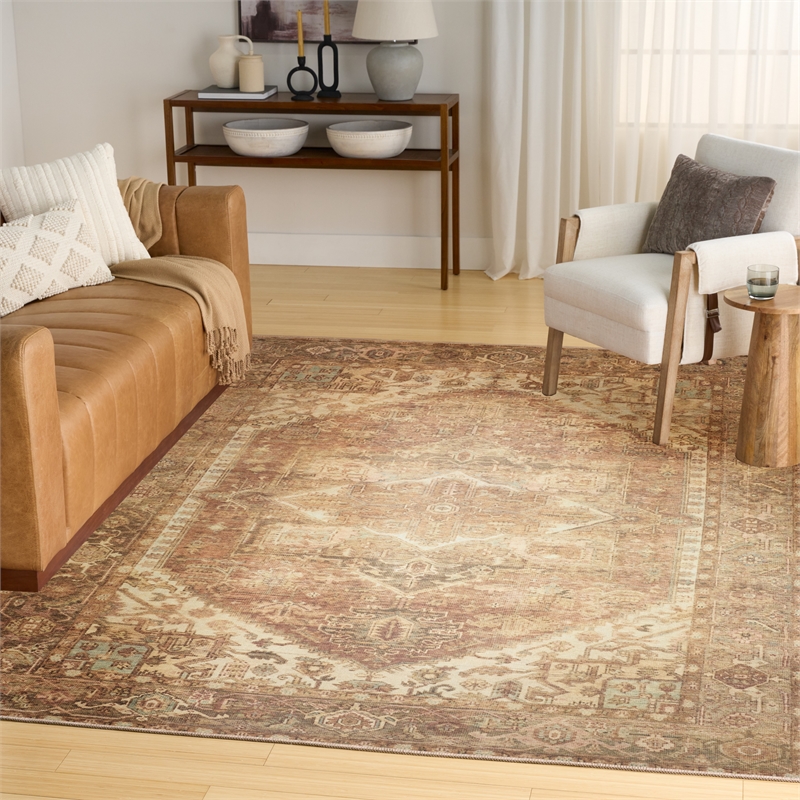 Nourison Home Vintage Washables 9' x 12' Polyester Gold Area Rug