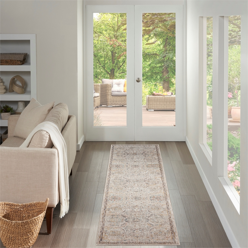 Nourison Home Heirloom Blend 10' Runner Polyester Light Grey Area Rug