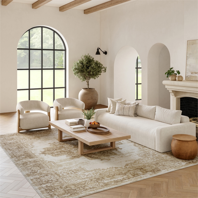 Nourison Home Grafix 6' x 9' Fabric Ivory Beige Area Rug