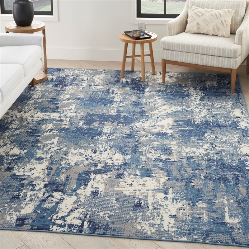 Nourison Home Grafix 6' x 9' Fabric Navy Blue Area Rug