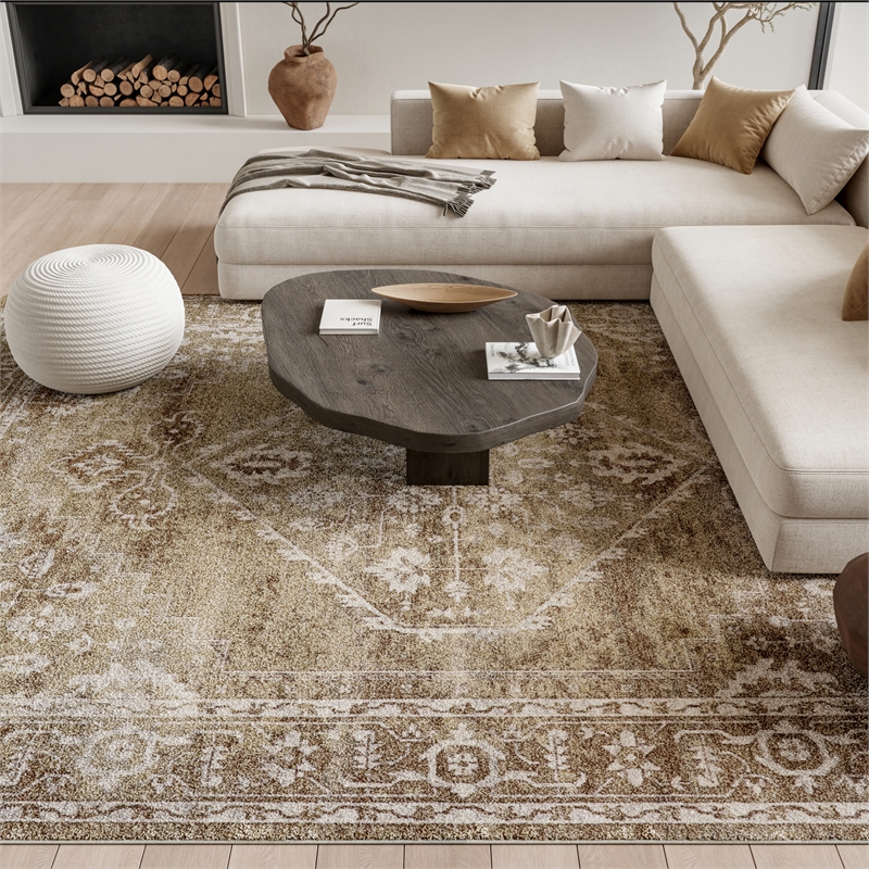 Nourison Home Astra Machine Washable 7' x 9' Polyester Rust Multicolor Area Rug