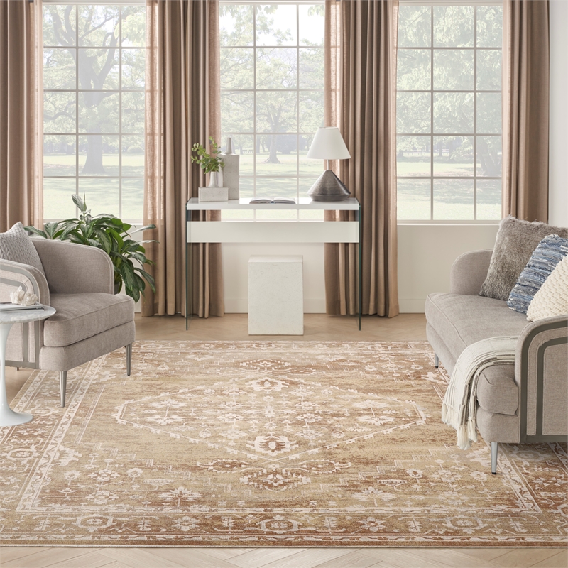 Nourison Home Astra Machine Washable 8' x 10' Polyester Rust Multicolor Area Rug