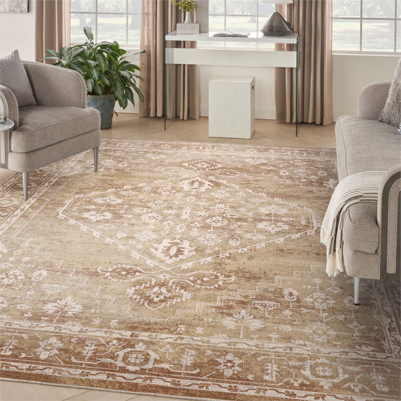 Nourison Home Astra Machine Washable 8' x 10' Polyester Rust Multicolor Area Rug