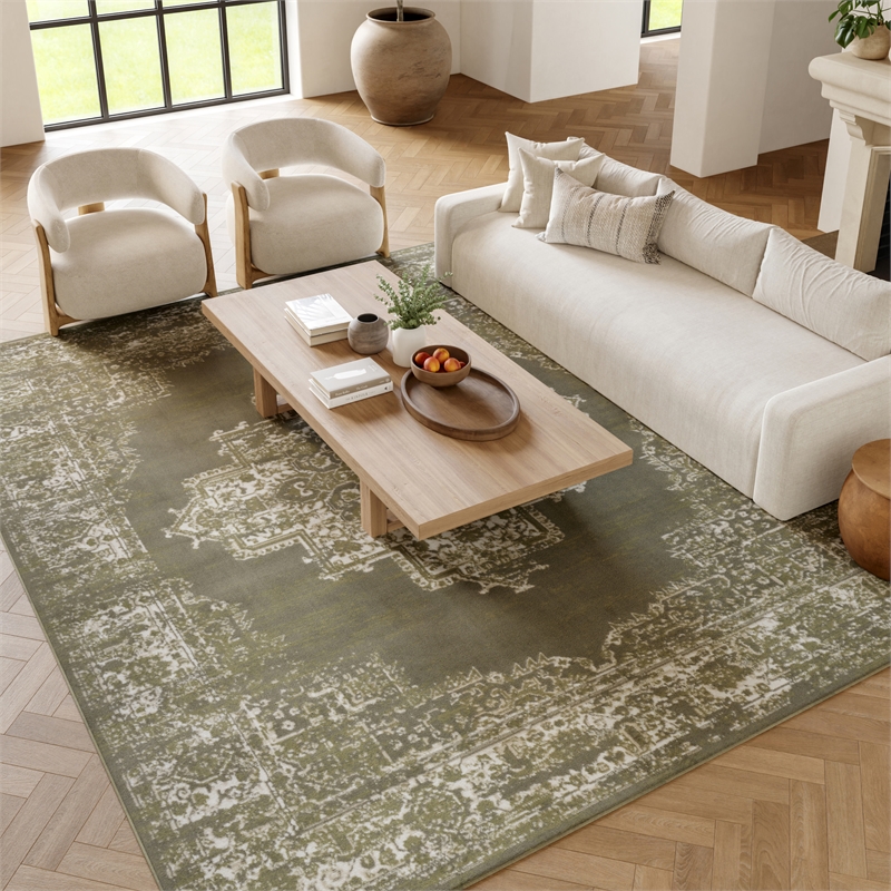 Nourison Home Grafix 7' x 10' Fabric Olive Area Rug