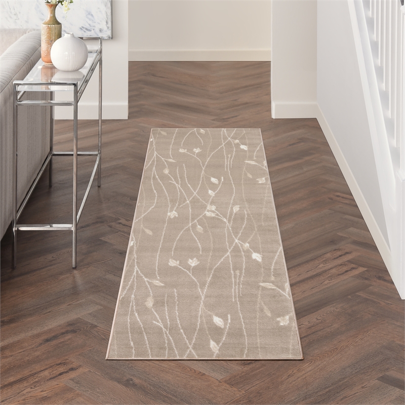 Nourison Home Grafix 6' Runner Fabric Beige Area Rug