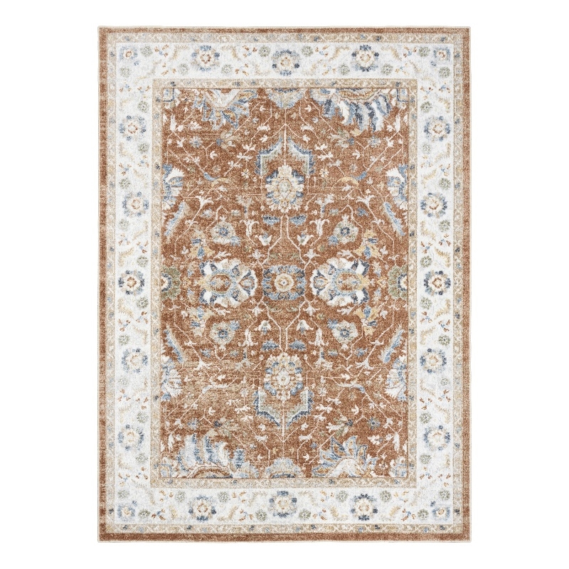 Nourison Home Astra Machine Washable 5' x 7' Polyester Rust Ivory Area Rug