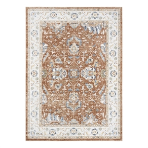 Nourison Home Astra Machine Washable 5' x 7' Polyester Rust Ivory Area Rug