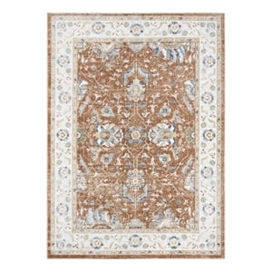 Nourison Home Astra Machine Washable 7' x 9' Polyester Rust Ivory Area Rug