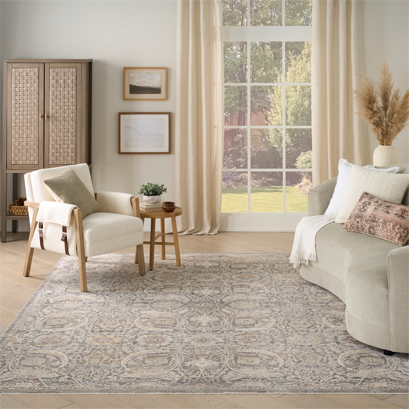 Nourison Home Heirloom Blend 9' x 12' Polyester Charcoal Multicolor Area Rug