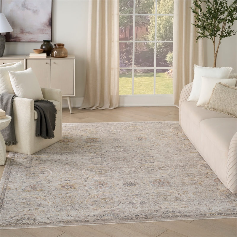 Nourison Home Heirloom Blend 9' x 12' Polyester Light Grey Area Rug