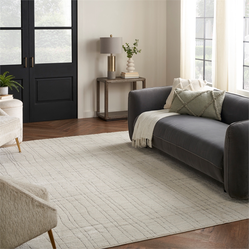 Nourison Home Santa Cruz 9' x 12' Polyester Ivory Grey Area Rug