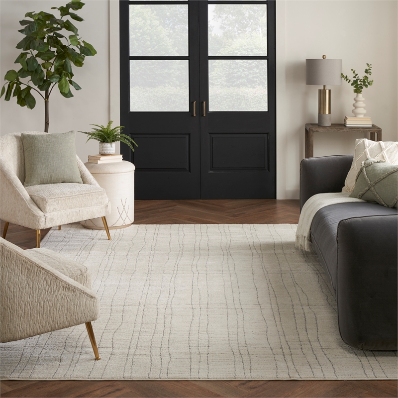 Nourison Home Santa Cruz 9' x 12' Polyester Ivory Grey Area Rug