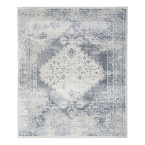 Nourison Home Astra Machine Washable 6' x 9' Polyester Blue Ivory Area Rug