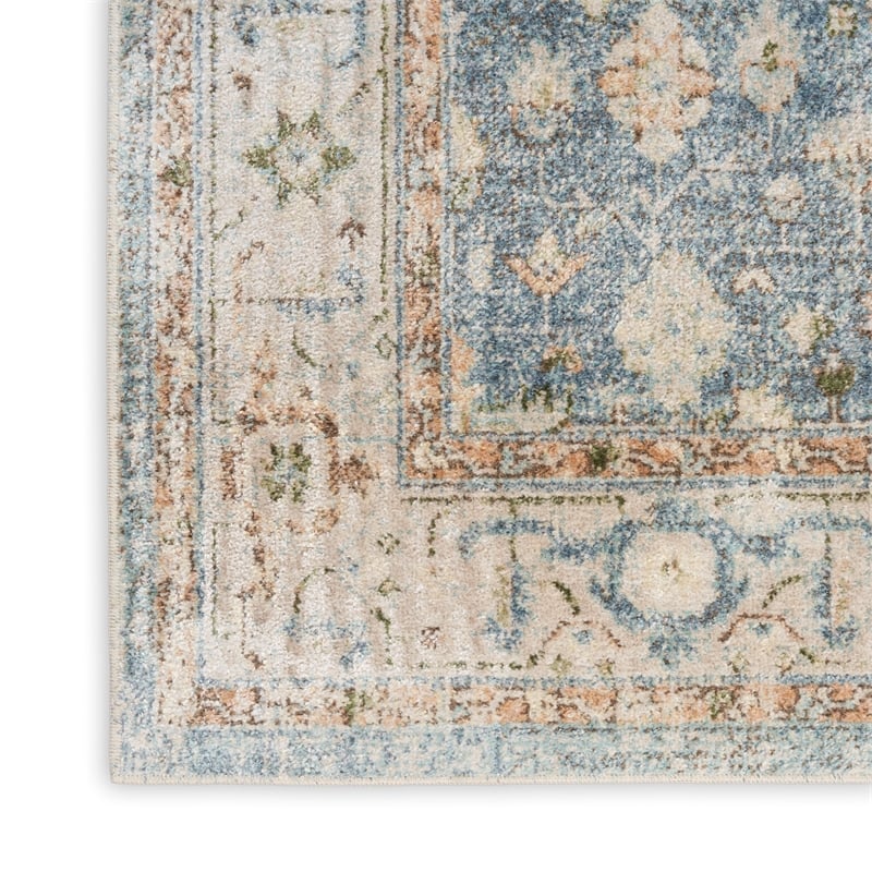 Nourison Home Astra Machine Washable 6' x 9' Polyester Silver Blue Area Rug