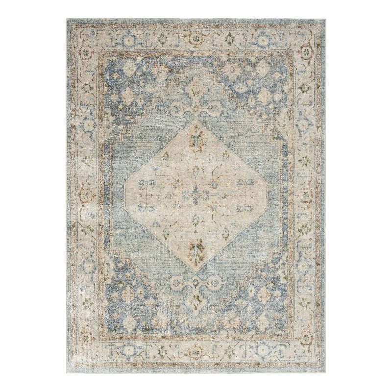 Nourison Home Astra Machine Washable 6' x 9' Polyester Silver Blue Area Rug