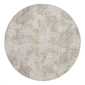 Nourison Home Grafix 4' x Round Fabric Grey Area Rug