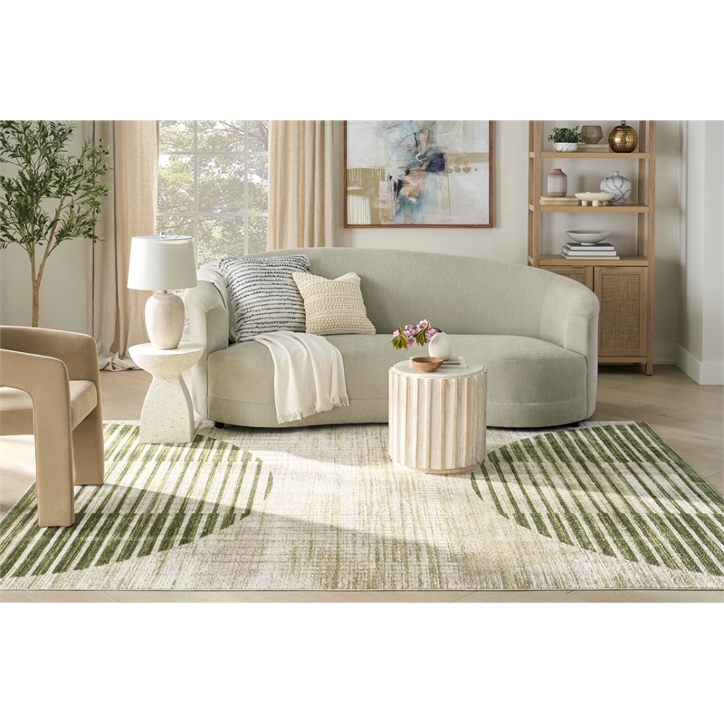 Nourison Home Astra Machine Washable 8' x 10' Polyester Ivory Olive Area Rug