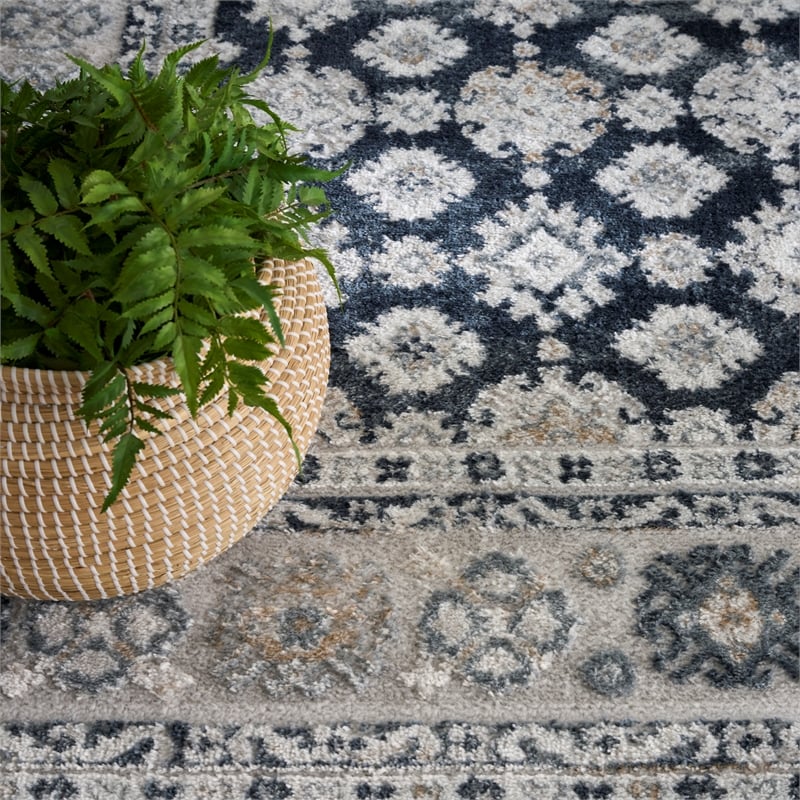 Nourison Home Dekor 5' x 7' Polyester Grey Navy Area Rug