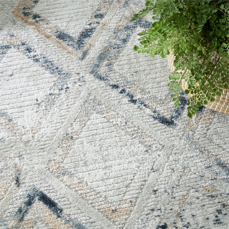 Nourison Home Dekor 5' x 7' Polyester Grey Navy Area Rug