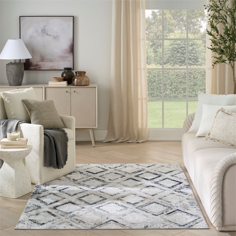 Nourison Home Dekor 5' x 7' Polyester Grey Navy Area Rug