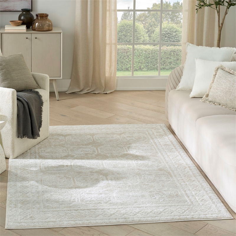 Nourison Home Dekor 5' x 7' Polyester Ivory Beige Area Rug