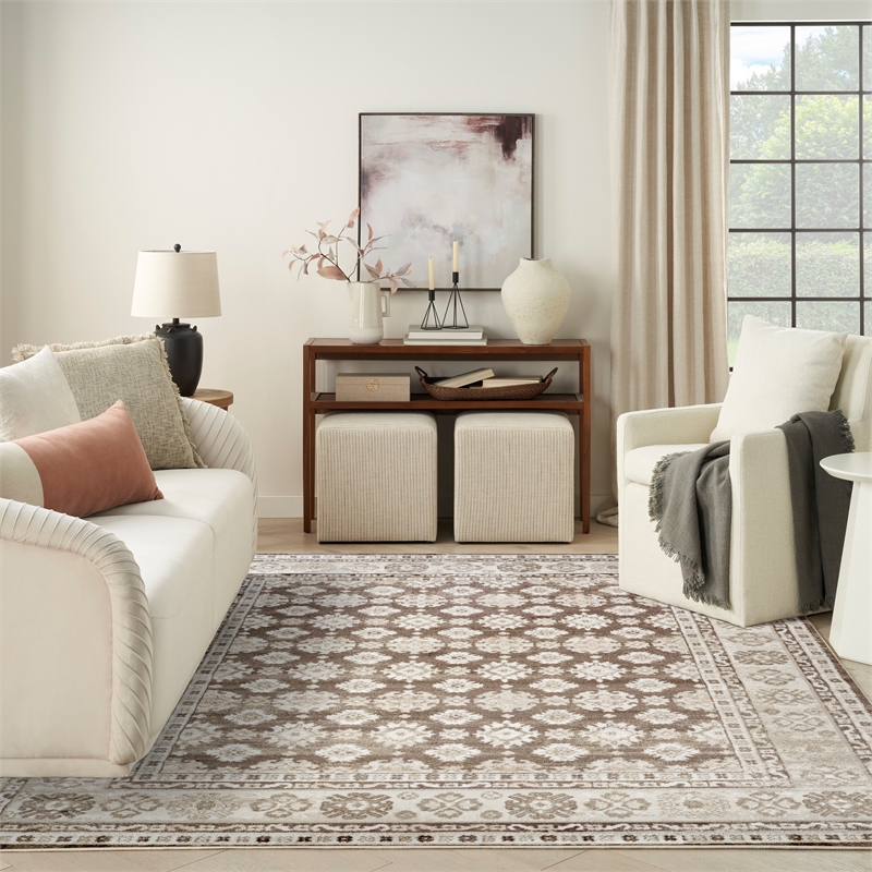 Nourison Home Dekor 8' x 10' Polyester Ivory Brown Area Rug