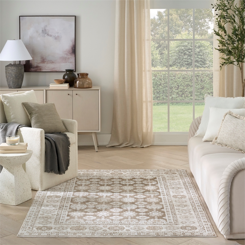 Nourison Home Dekor 5' x 7' Polyester Ivory Taupe Area Rug