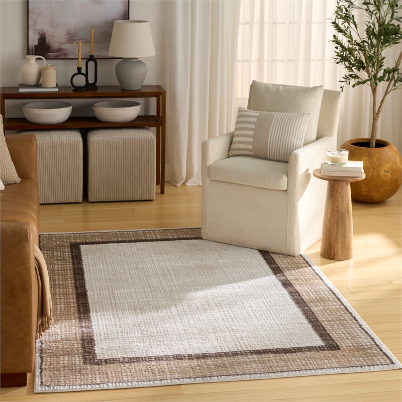 Nourison Home Dekor 5' x 7' Polyester Ivory Brown Area Rug