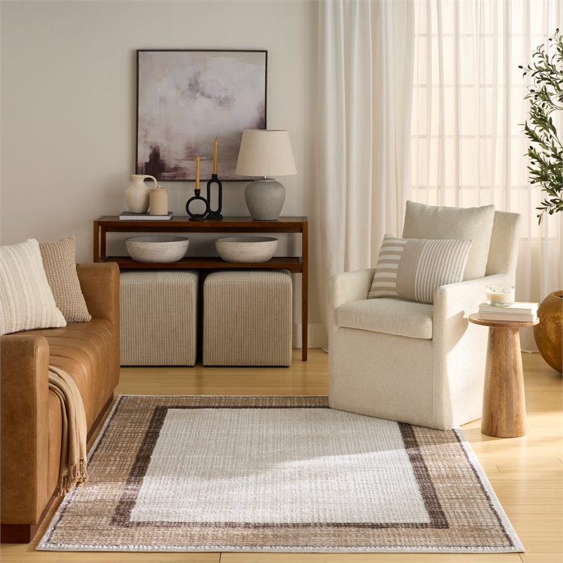 Nourison Home Dekor 5' x 7' Polyester Ivory Brown Area Rug