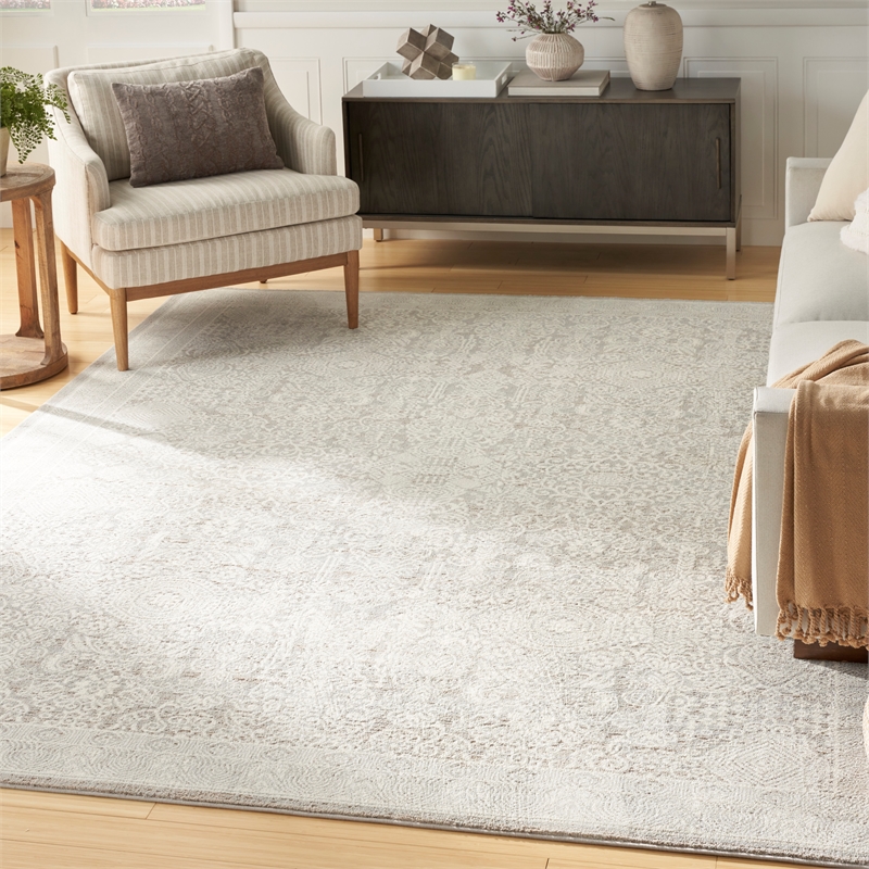 Nourison Home Renewed 6' x 9' Polyester Silver Ivory Area Rug