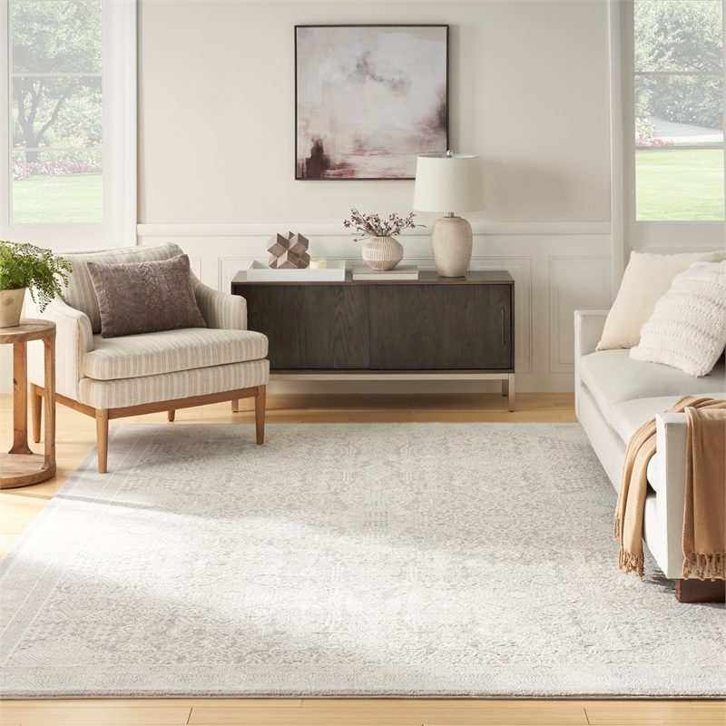 Nourison Home Renewed 6' x 9' Polyester Silver Ivory Area Rug
